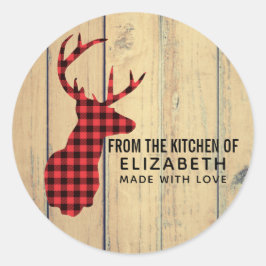 Der Head met Antlers op Faux Wood Kitchen Ronde Sticker