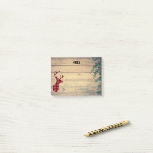 Der Head met Antlers op Faux Wood Post-it® Notes (Op bureau)