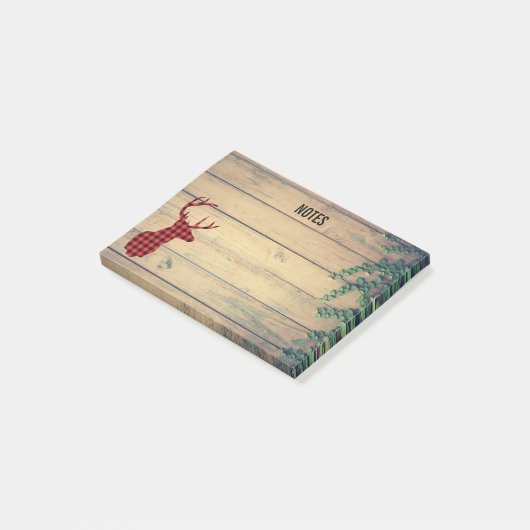 Der Head met Antlers op Faux Wood Post-it® Notes (Schuin)