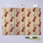 Der Head met Antlers op Faux Wood Tissuepapier (Craft)