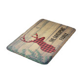 Der Head met Antlers op houten planken met bladere Badmat (Gekanteld)