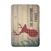Der Head met Antlers op houten planken met bladere Badmat (Voorkant Verticaal)