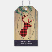Der Head met Antlers op houten planken met bladere Cadeaulabel (Voorkant)