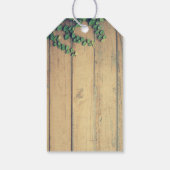 Der Head met Antlers op houten planken met bladere Cadeaulabel (Achterkant)