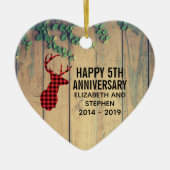 Der Head met Antlers op houten planken met bladere Keramisch Ornament (Voorkant)