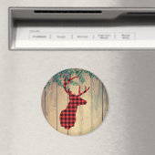 Der Head met Antlers op houten planken met bladere Magneet (Insitu (Vaatwasser))