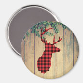 Der Head met Antlers op houten planken met bladere Magneet (Voorkant / Achterkant)