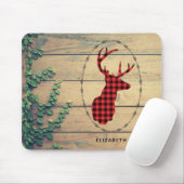 Der Head met Antlers op houten planken met bladere Muismat (Met muis)