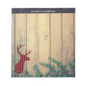 Der Head met Antlers op houten planken met bladere Notitieblok (Voorkant)