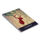 Der Head met Antlers op houten planken met bladere Notitieboek (Rechterzijde)