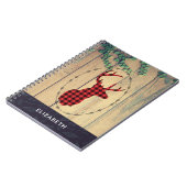 Der Head met Antlers op houten planken met bladere Notitieboek (Linkerzijde)