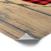 Der Head met Antlers op houten planken met bladere Poster (Hoek)