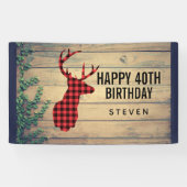Der Head met Antlers op houten planken met bladere Spandoek (Horizontaal)