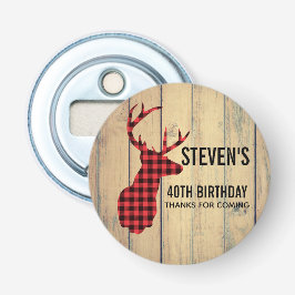 Der Head met Antlers - Rustic Red Pset Button Flesopener