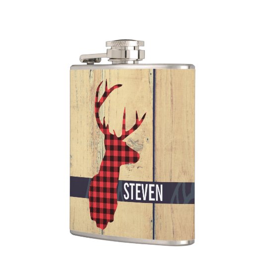 Der Head met Antlers - Rustic Red Pset Heupfles (Links)