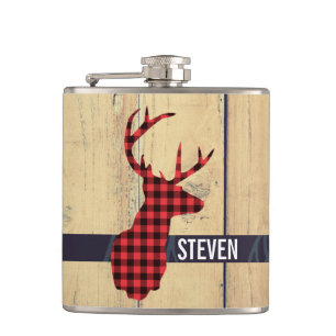 Der Head met Antlers - Rustic Red Pset Heupfles