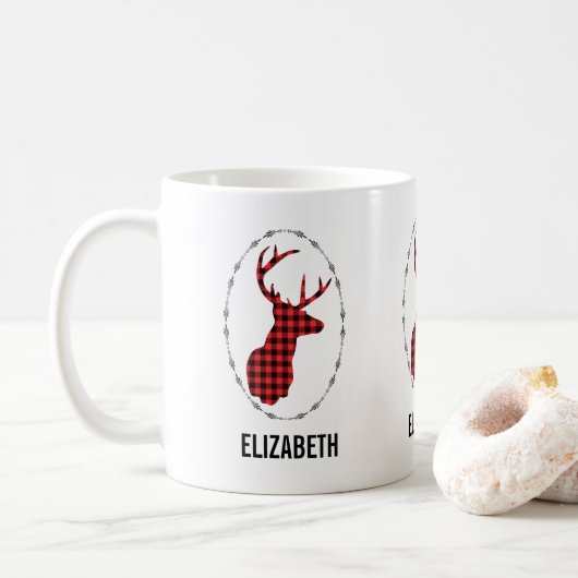 Der Head met Antlers - Rustic Red Pset Koffiemok (Met donut)