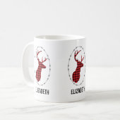 Der Head met Antlers - Rustic Red Pset Koffiemok (Voorkant links)