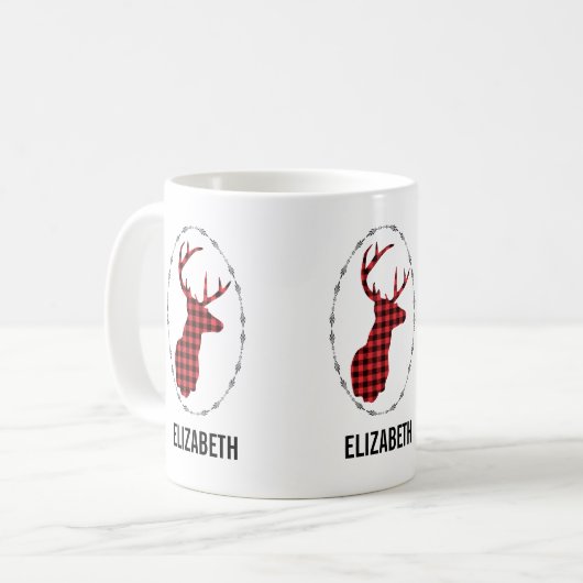 Der Head met Antlers - Rustic Red Pset Koffiemok (Voorkant links)