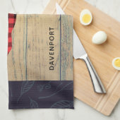 Der Head met Antlers - Rustic Red Pset Theedoek (Quarter Fold)