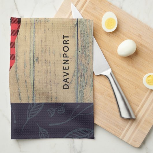 Der Head met Antlers - Rustic Red Pset Theedoek (Quarter Fold)