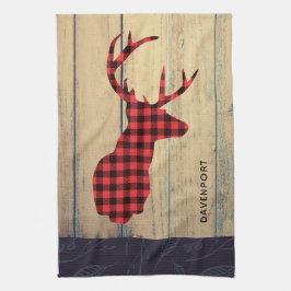 Der Head met Antlers - Rustic Red Pset Theedoek
