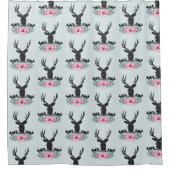 Der Head met bloemen en bergen Bleek Blauw Rug Douchegordijn (Voorkant)