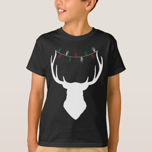 Der Head met kerstlampjes op Antlers T-shirt (Voorkant)