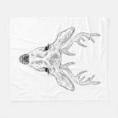 Der Head - Simple Line Art Sketch Illustratie Fleece Deken (Voorkant (Horizontaal))