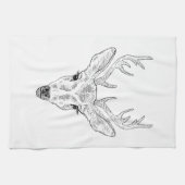 Der Head - Simple Line Art Sketch Illustratie Theedoek (Horizontaal)