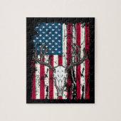 Der Head Skull Hunting Amerikaanse vlag Legpuzzel (Verticaal)