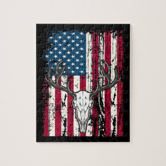 Der Head Skull Hunting Amerikaanse vlag Legpuzzel (Verticaal)