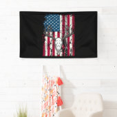 Der Head Skull Hunting Amerikaanse vlag Spandoek (Insitu)