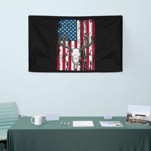 Der Head Skull Hunting Amerikaanse vlag Spandoek (Beurs)