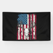 Der Head Skull Hunting Amerikaanse vlag Spandoek (Horizontaal)
