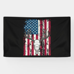 Der Head Skull Hunting Amerikaanse vlag Spandoek