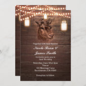 Der Head String Lights & Wood Wedding Invitations Kaart (Voorkant / Achterkant)