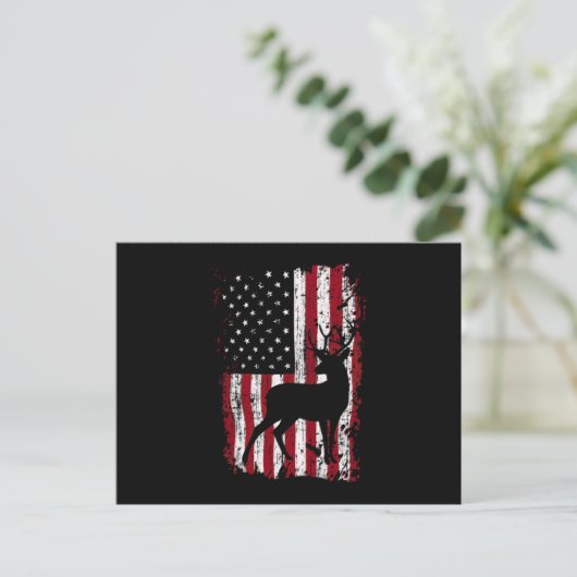 Der Hunting American Flag Classic Uitnodiging Briefkaart (Staand voorkant)