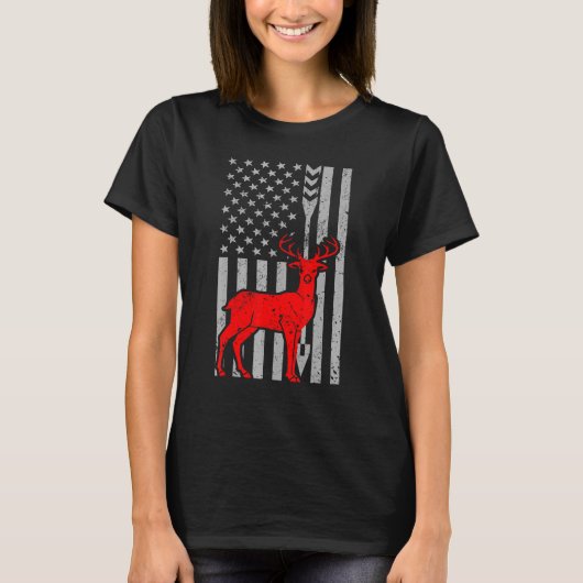 Der Hunting Rifle American Flag Archery for Hunte T-shirt (Voorkant)