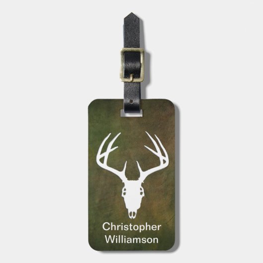 Der Hunting Skull met geweien Bagagelabel (Voorkant verticaal)