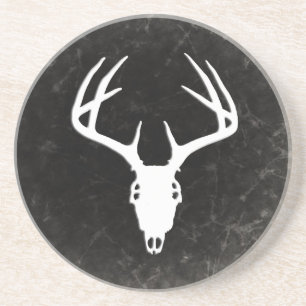 Der Hunting Skull w/ Antlers Zandsteen Onderzetter