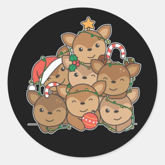 Der kerstboom Funny Animal Kerstmis Classic Ronde Sticker (Voorkant)