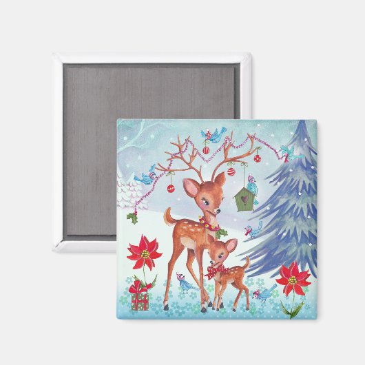 Der Kerstvogels | Vakantiegrootkaart Magneet (Voorkant / Achterkant)
