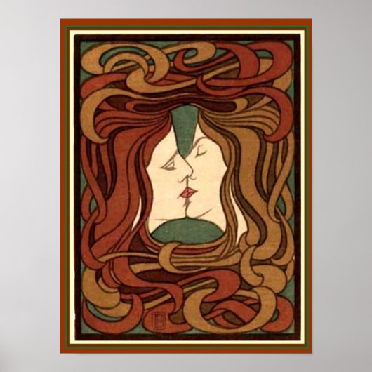 "Der Kuss" van Peter Behren Art Nouveau Print 12x1 (Voorkant)