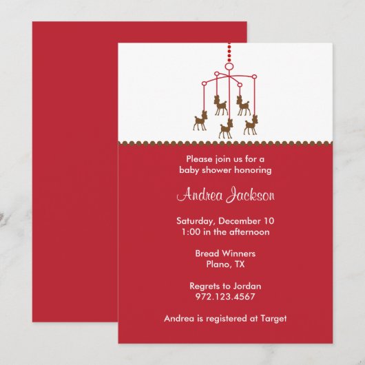 Der Mobile Baby Shower-uitnodigingen Kaart (Voorkant / Achterkant)