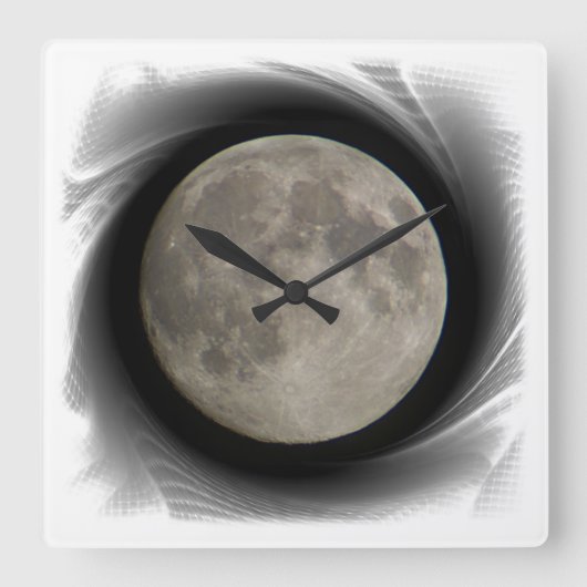 Der Mond, la lune, la luna, the moon Uhr Vierkante Klok (Voorkant)