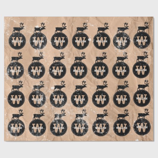 Der Monogram Onderdruk Rustic Brown Kraft Cadeaupapier (Vlak)