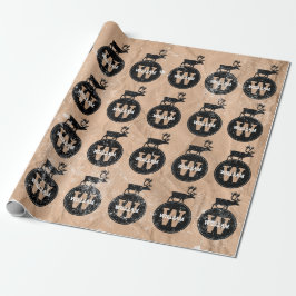 Der Monogram Onderdruk Rustic Brown Kraft Cadeaupapier