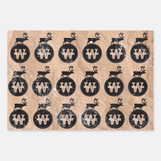 Der Monogram Onderdruk Rustic Brown Kraft Inpakpapier Vel (Voorkant 3)