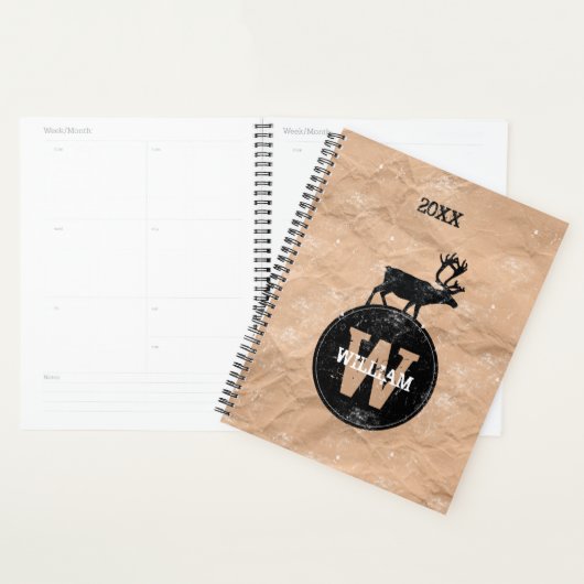 Der Monogram Onderdruk Rustic Brown Kraft Planner (Display)